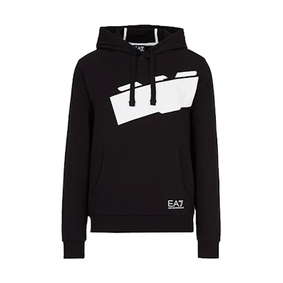 Emporio Armani EA7 Black Printed Cotton Hoodie 6HPM78-PJ05Z-1200