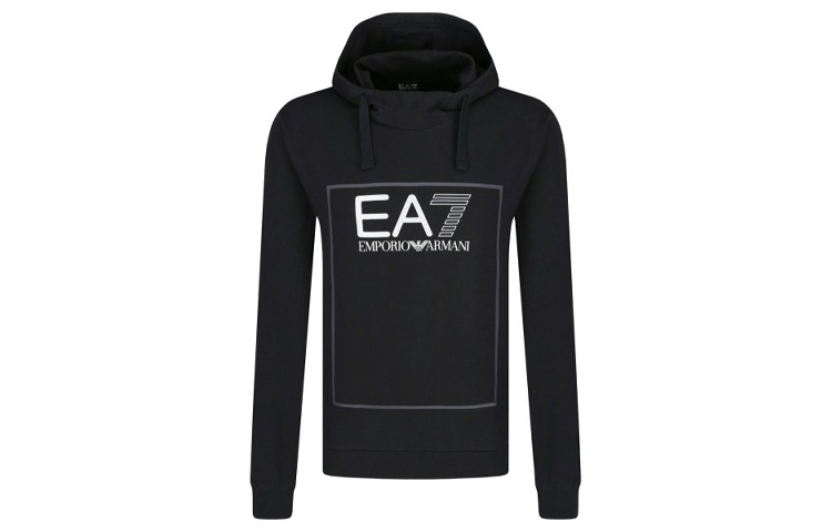 Emporio Armani EA7 Black Printed Hoodie Pullover Sweatshirt Jacket 6GPM29-PJ05Z-1200