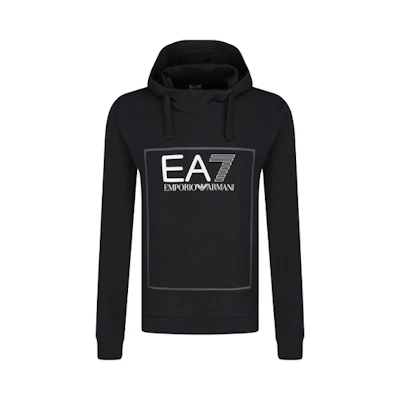 Emporio Armani EA7 Black Printed Hoodie Pullover Sweatshirt Jacket 6GPM29-PJ05Z-1200