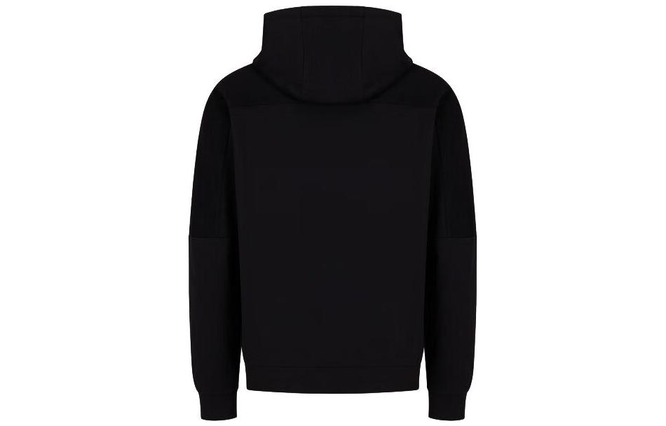 Lookbook Emporio Armani EA7 Hoodie Hitam Logo Cetakan Lelaki. 3RPM38-PJMHZ-1200
