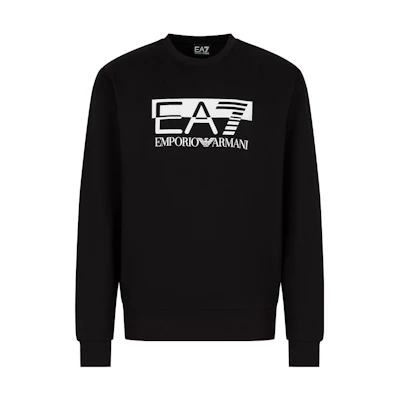 Emporio Armani EA7 Black Pullover Sweatshirt with Letter and Number Print 6RPM60-PJ05Z-0200