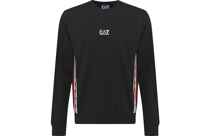 Emporio Armani EA7 Black Pullover Sweatshirt with Chest Logo 6KPM66-PJ05Z-1200