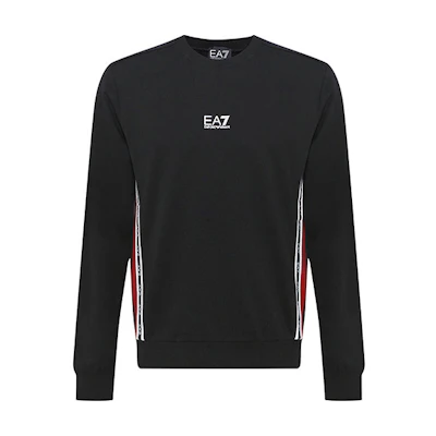 Emporio Armani EA7 Black Pullover Sweatshirt with Chest Logo 6KPM66-PJ05Z-1200