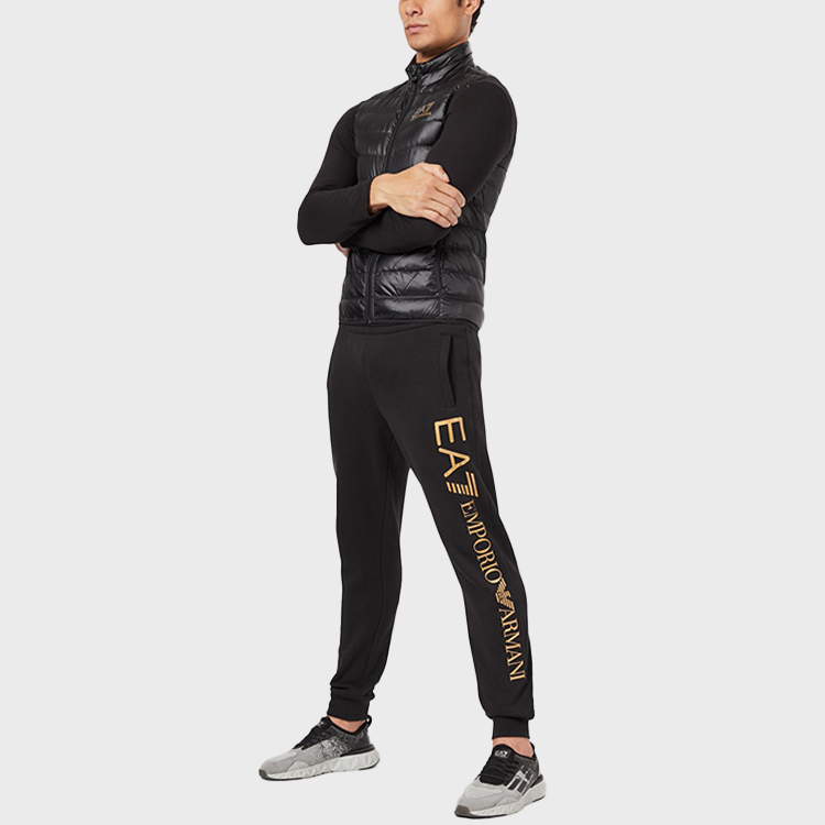 Shop Emporio Armani EA7 Black Quilted Logo Puffer Vest 8NPQ01-PN29Z-0208