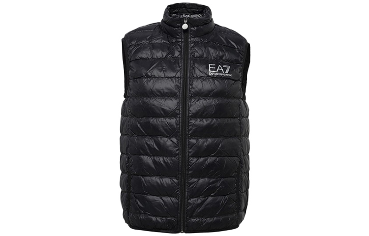 Order Emporio Armani EA7 黑色銀色印花標誌羽絨背心 8NPQ01-PN29Z-01200