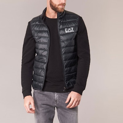 Emporio Armani EA7 黑色銀色印花標誌羽絨背心 8NPQ01-PN29Z-01200 Shop Emporio Armani EA7 黑色銀色印花標誌羽絨背心 8NPQ01-PN29Z-01200