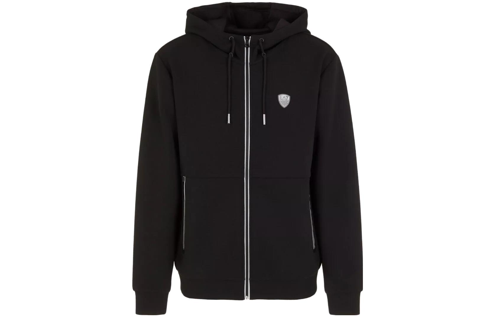 Emporio Armani EA7 Black Slim-Fit Hoodie Zip Jacket 8NPM20-PJ4EZ-1200
