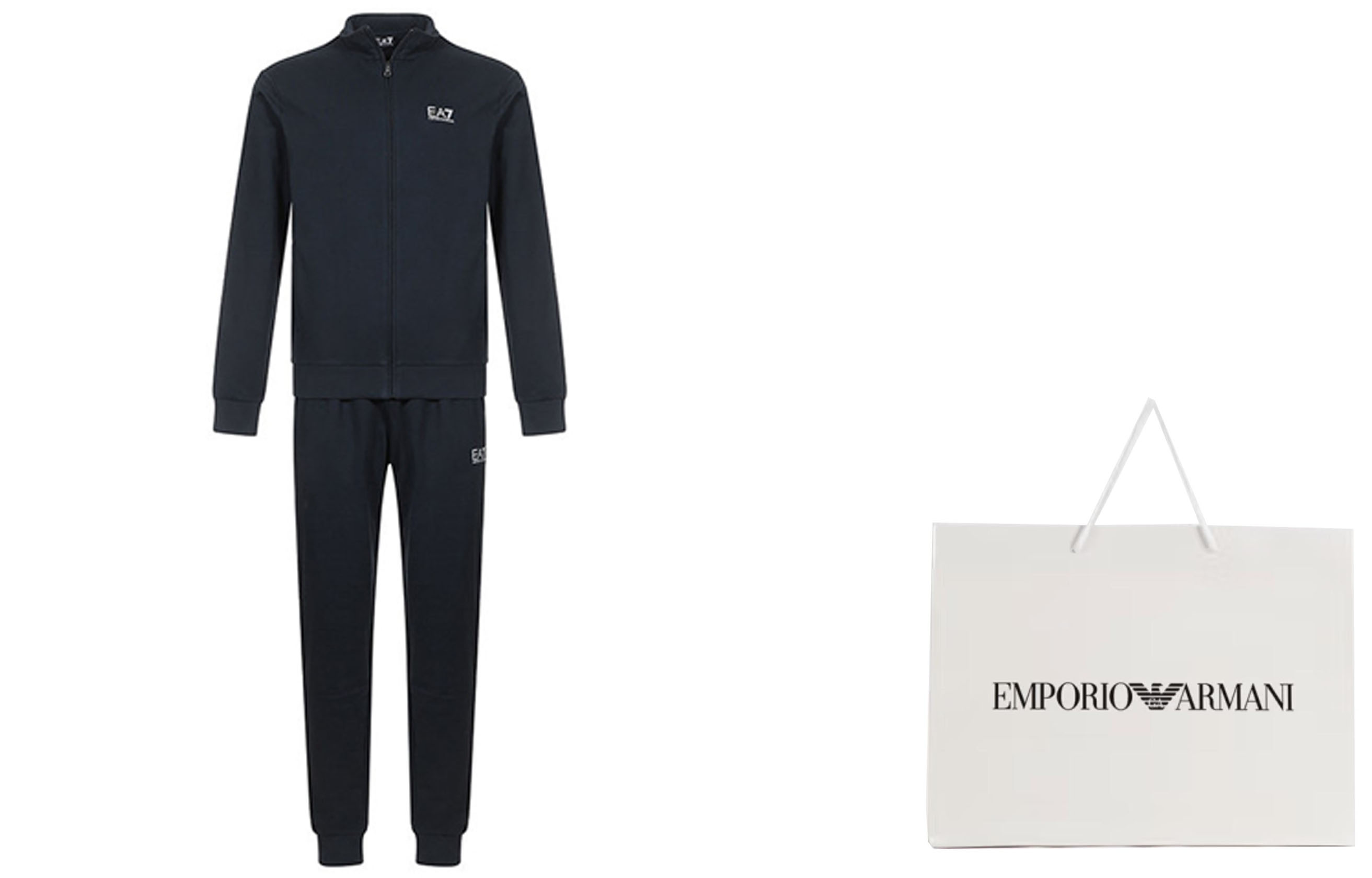 Shop Emporio Armani EA7 Black Solid Print Casual Tracksuit Set 8NPV51-PJ05Z-1200