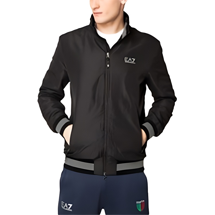 Emporio Armani EA7 Black Solid Short Cotton Jacket 271352-3A467-00020