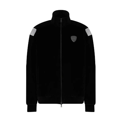 Emporio Armani EA7 Black Stand Collar Logo Zip-Up Loose Sweatshirt Men. 6DPM54-PJLXZ-1200