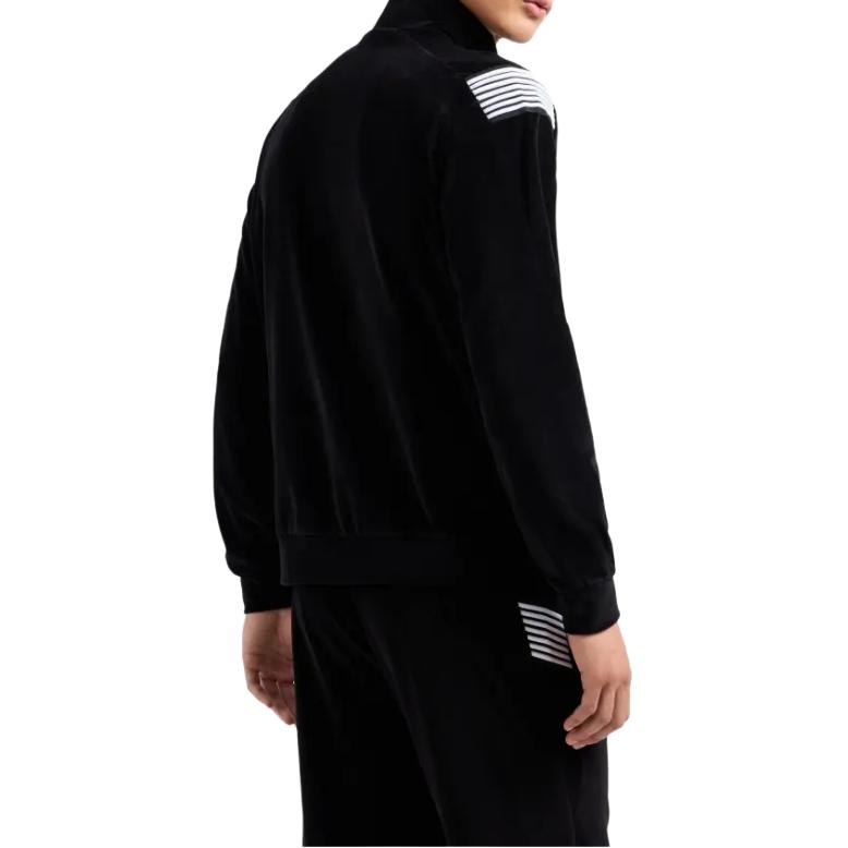 Shop Emporio Armani EA7 Black Stand Collar Logo Zip-Up Loose Sweatshirt Men. 6DPM54-PJLXZ-1200