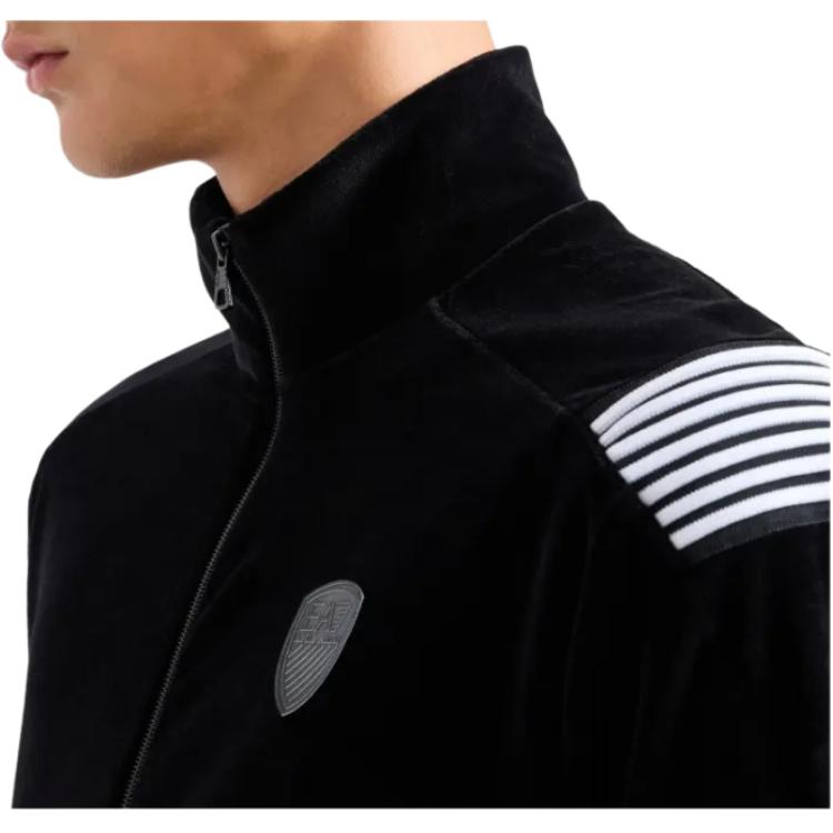 Details for Emporio Armani EA7 Black Stand Collar Logo Zip-Up Loose Sweatshirt Men. 6DPM54-PJLXZ-1200