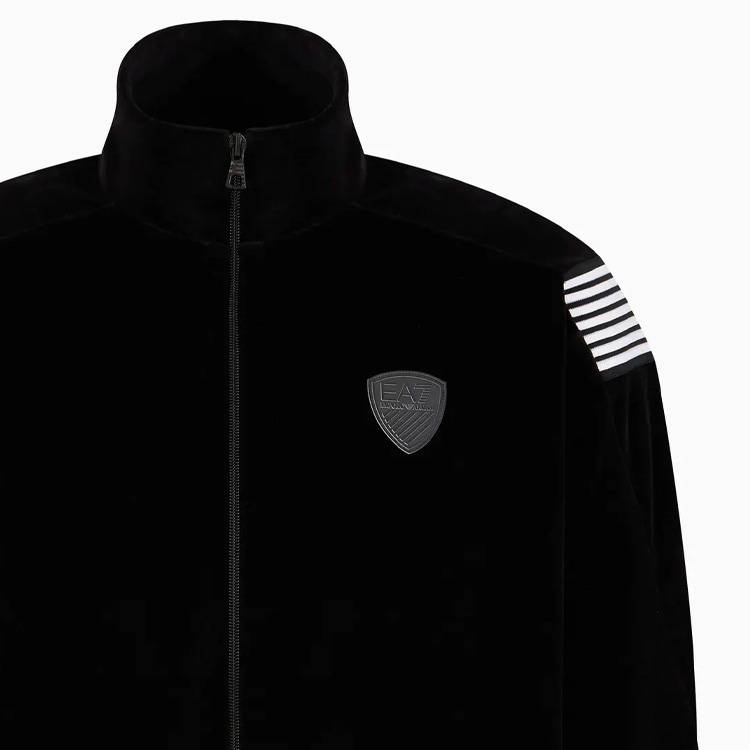 Sizing Emporio Armani EA7 Black Stand Collar Logo Zip-Up Loose Sweatshirt Men. 6DPM54-PJLXZ-1200