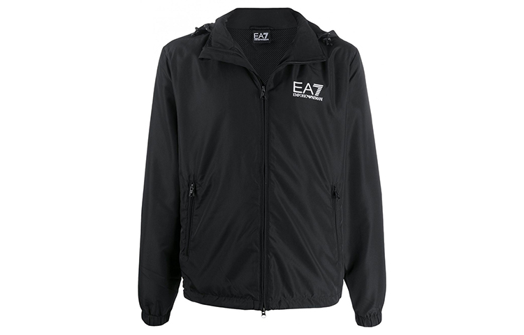 Emporio Armani EA7 Black Stand Collar Zip-Up Sports Jacket 3HPB03-PN28Z-1200