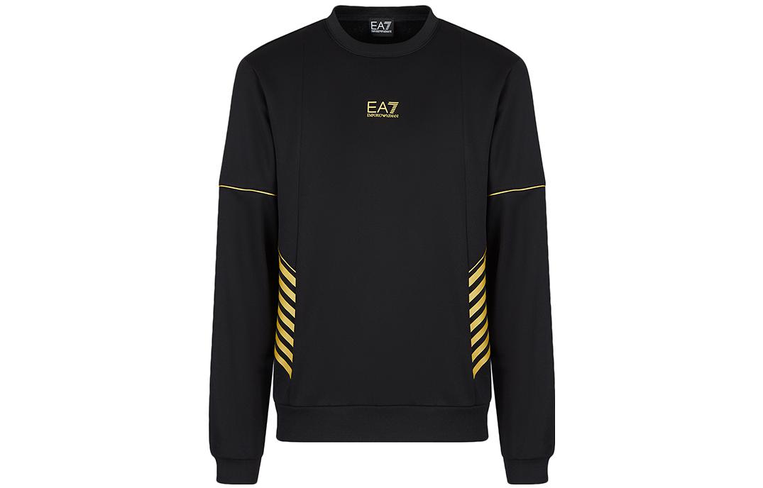 Emporio Armani EA7 Black Striped Logo Print Crewneck Sweatshirt 6LPM02-PJ16Z-0208