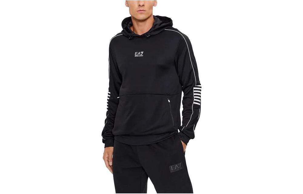 Order Emporio Armani EA7 Hoodie Hitam Corak Belang. 6RPM06-PJ16Z-1200