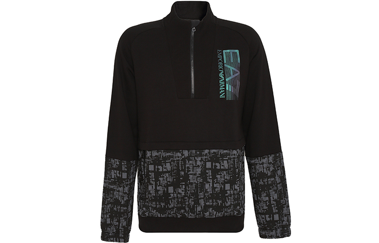 Emporio Armani EA7 Black Sweatshirt with Logo and Numeric Print 6LPM28-PJ07Z-1200