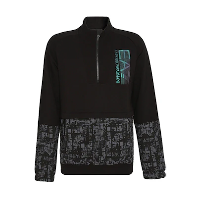 Emporio Armani EA7 Black Sweatshirt with Logo and Numeric Print 6LPM28-PJ07Z-1200