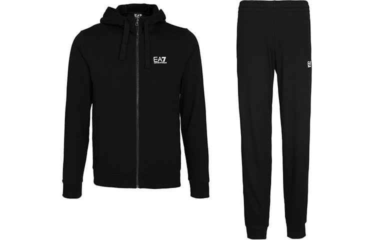 Emporio Armani EA7 Black Tracksuit - Logo Print Jacket and Pants Set. 8NPV80-PJ05Z-1200