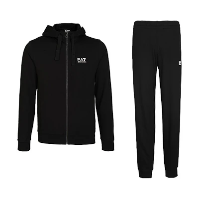 Emporio Armani EA7 Black Tracksuit - Logo Print Jacket and Pants Set. 8NPV80-PJ05Z-1200