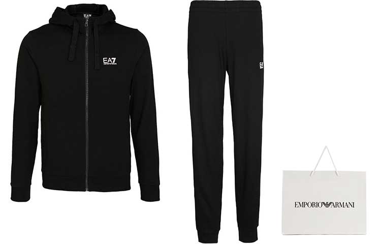 Shop Emporio Armani EA7 Black Tracksuit - Logo Print Jacket and Pants Set. 8NPV80-PJ05Z-1200