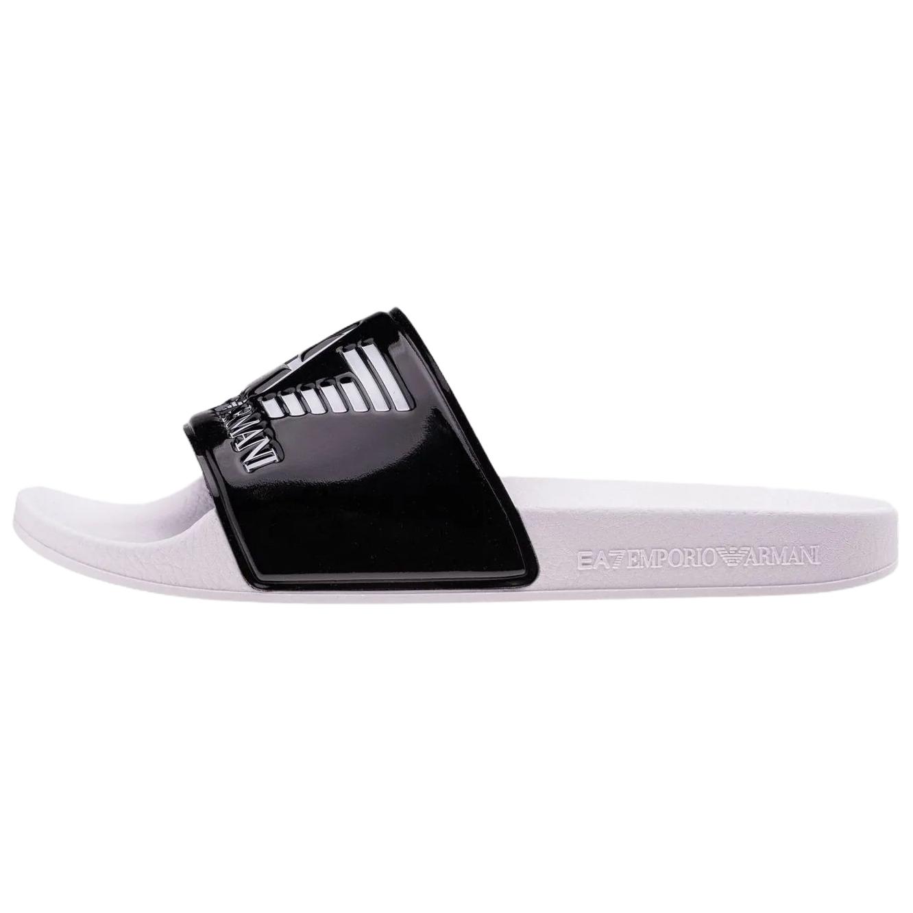 Emporio Armani EA7 Black White Color Block Beach Slide Sandals. XCP001XCC22Q655
