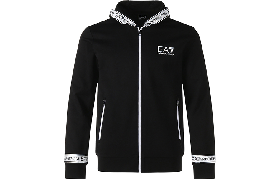Emporio Armani EA7 Black/White Logo Hoodie Zip Jacket 3KPM25-PJ05Z-1200