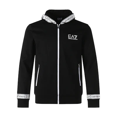 Emporio Armani EA7 Black/White Logo Hoodie Zip Jacket 3KPM25-PJ05Z-1200