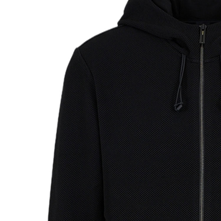 Lookbook Emporio Armani EA7 Hoodie Hitam Zip-Up dengan Cetakan Huruf dan Angka 3DPM12-PJG1Z-1200