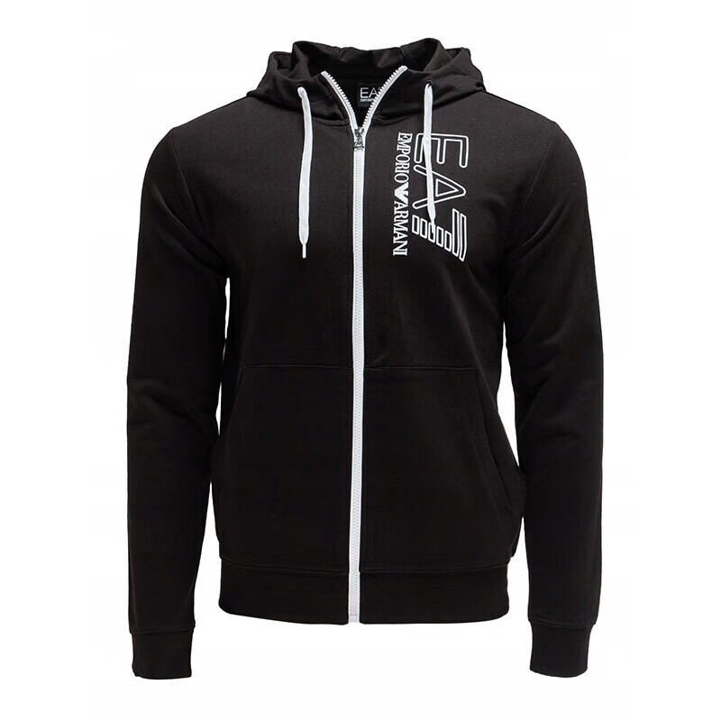 Emporio Armani EA7 Black Zip-Up Hoodie with Logo Print 3LPM53-PJ05Z-1200
