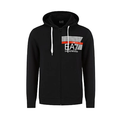 Emporio Armani EA7 Black Zip-Up Hoodie with Logo Print 3HPM54-PJ05Z-1200