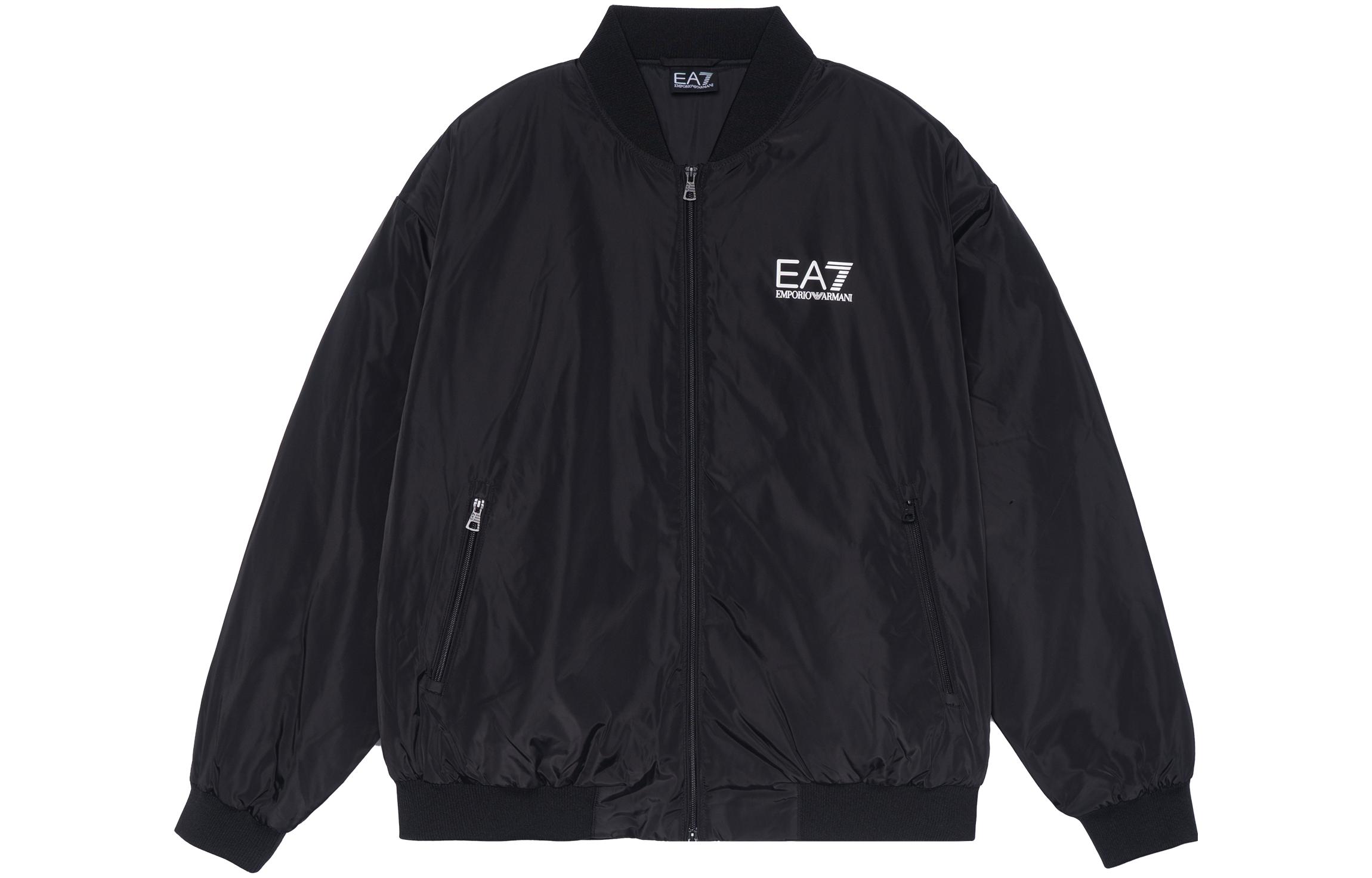 Emporio Armani EA7 Black Zip-Up Jacket with Letter Print Design 6KPB23-PNAGZ-1200
