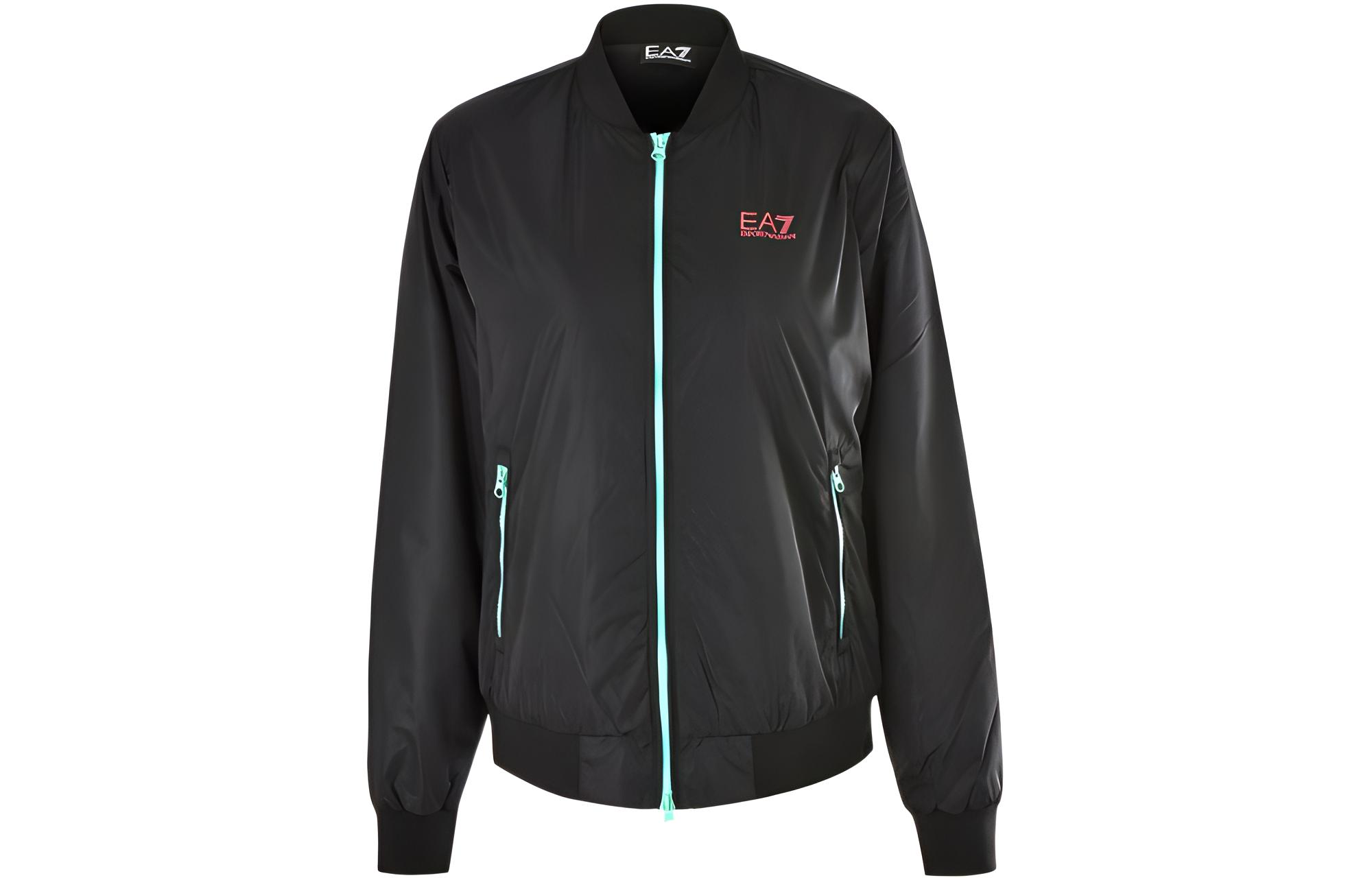 Emporio Armani EA7 Black Zip-Up Letter Print Baseball Jacket 3GTB13-N18Z-1200