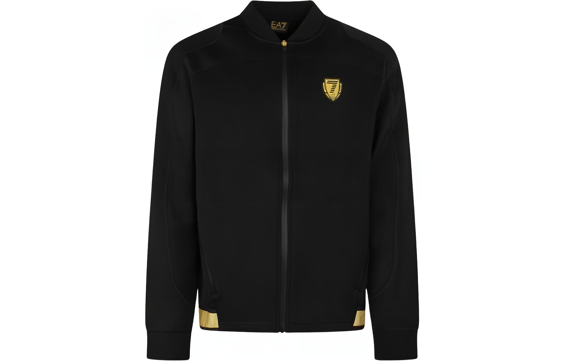 Emporio Armani EA7 Black Zip-Up Letter Print Long-Sleeve Jacket 6LPM95-PJHRZ-1200