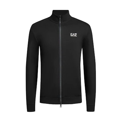 Emporio Armani EA7 Black Zip-Up Logo Polo Long-Sleeve Sweatshirt 8NPM31-PJVRZ-1200