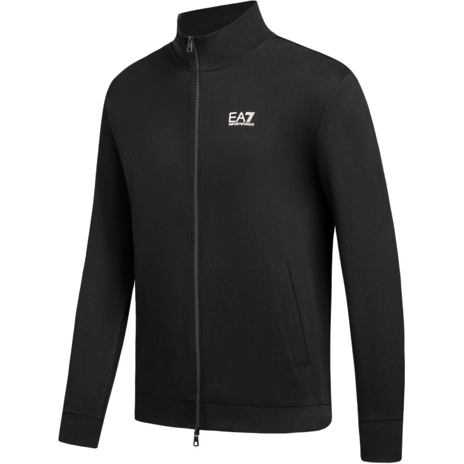 Shop Emporio Armani EA7 Hitam Zip-Up Logo Polo Lengan Panjang Sweatshirt 8NPM31-PJVRZ-1200