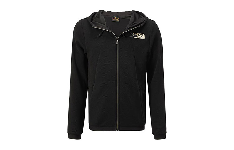 Emporio Armani EA7 Black Zip Hoodie Jacket with Logo Print 3LPM28-PJG1Z-1200