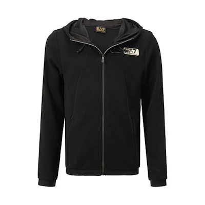 Emporio Armani EA7 Black Zip Hoodie Jacket with Logo Print 3LPM28-PJG1Z-1200