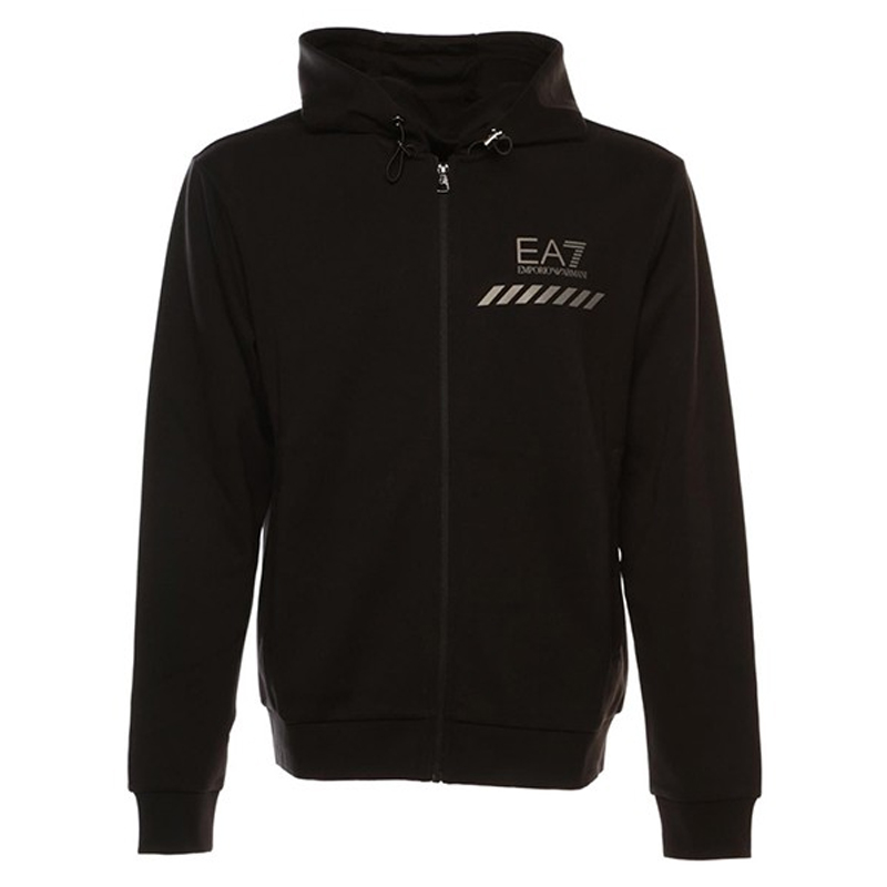 Emporio Armani EA7 Black Zip Hoodie Jacket with Logo Print 3KPM82-PJARZ-1200