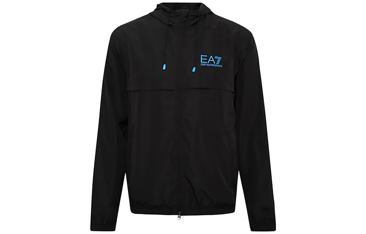 Emporio Armani EA7 Black Zip Hoodie Jacket with Logo Print 3HPB13-PN28Z-1200