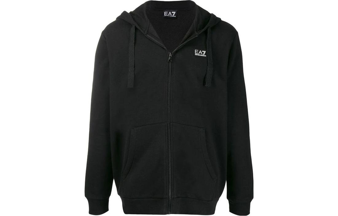 Emporio Armani EA7 Black Zip Hoodie with Logo Print 6GPM97-PJ07Z-1200