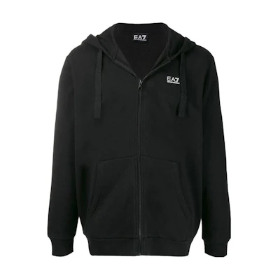 Emporio Armani EA7 Black Zip Hoodie with Logo Print 6GPM97-PJ07Z-1200