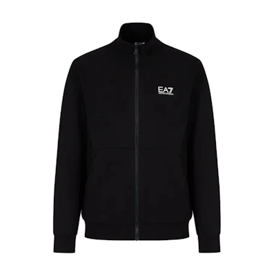 Emporio Armani EA7 Black Zip Jacket with Logo Print Long Sleeves 3DPM61-PJ05Z-1200