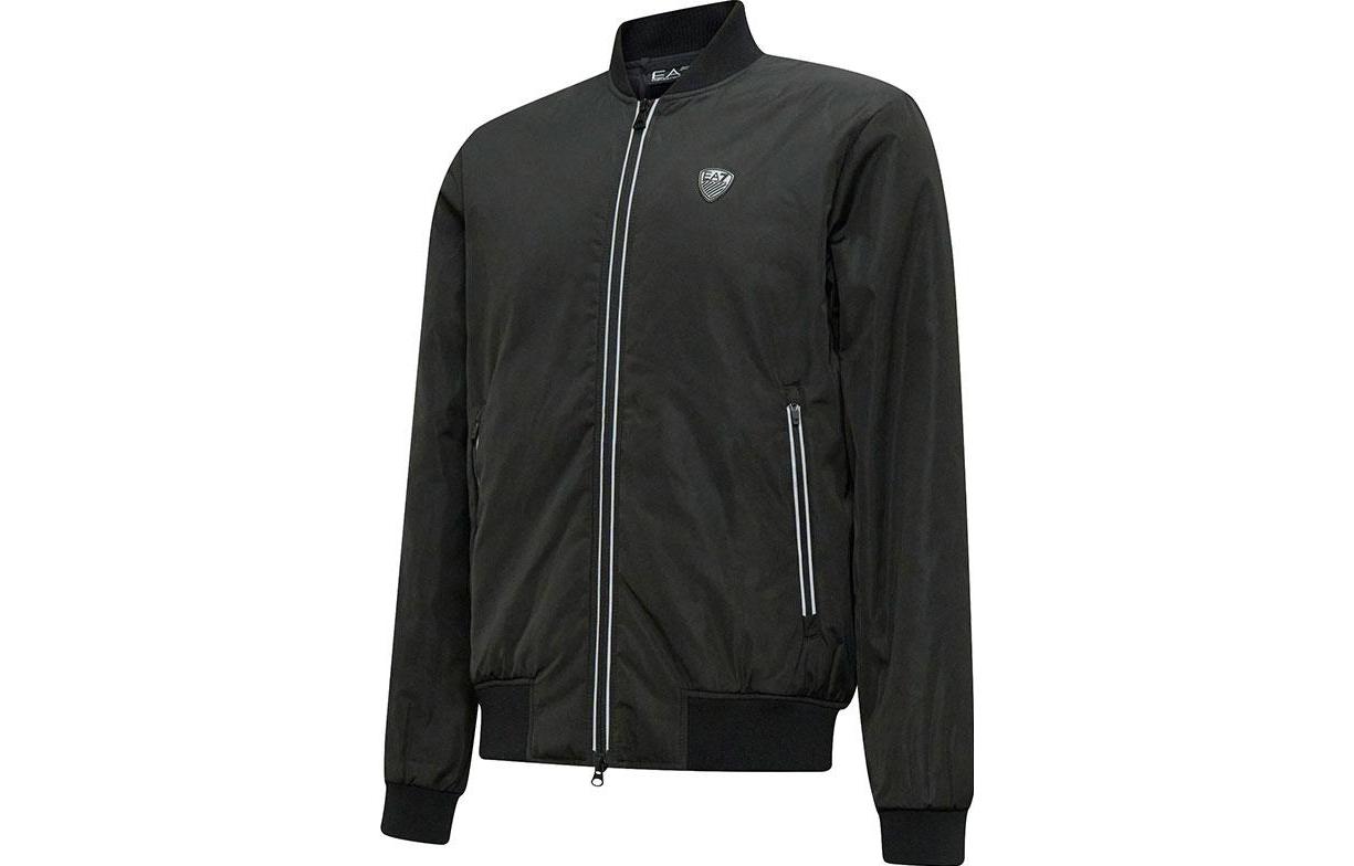 Shop Emporio Armani EA7 Black Zipper Jacket  FW23 with Logo Design. 8NPB12-PN7LZ-1200