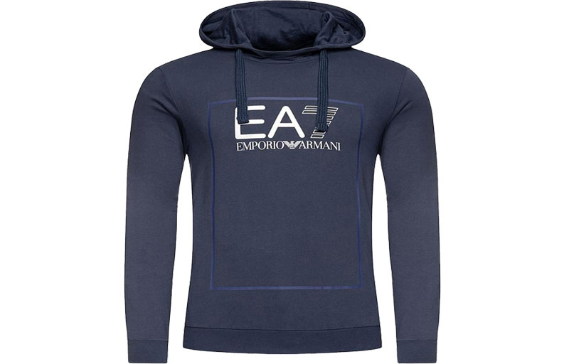 Emporio Armani EA7 Blue Cotton Hoodie Long Sleeve Sweatshirt 6GPM29-J05Z-1554