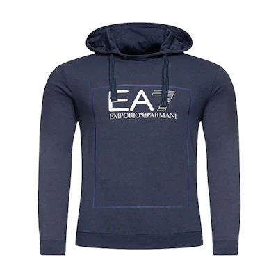 Emporio Armani EA7 Blue Cotton Hoodie Long Sleeve Sweatshirt 6GPM29-J05Z-1554