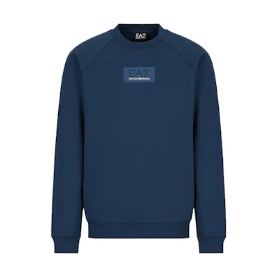 Emporio Armani EA7 Blue Crewneck Logo Patch Cotton Sweatshirt FW22 6LPM66PJHKZ-1568