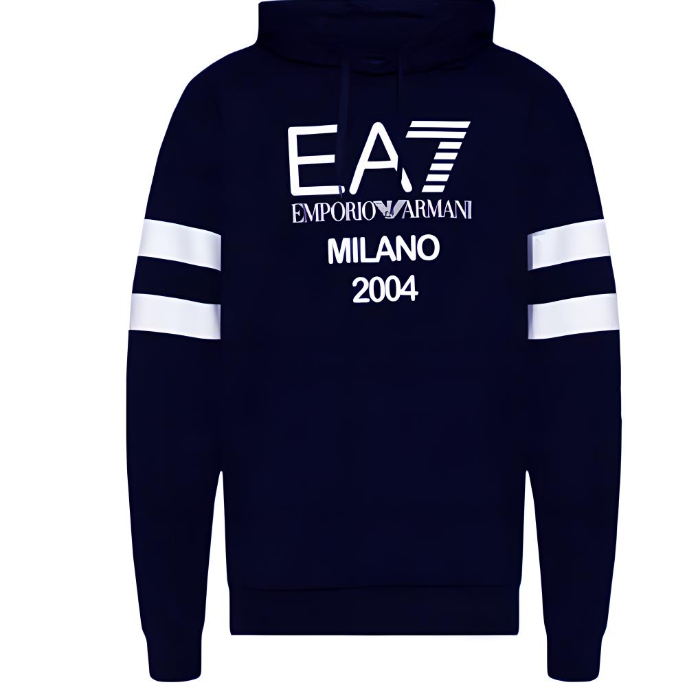 Emporio Armani EA7 Blue Hoodie with Letter & Number Print 3RUM04-PJ2SZ-1554