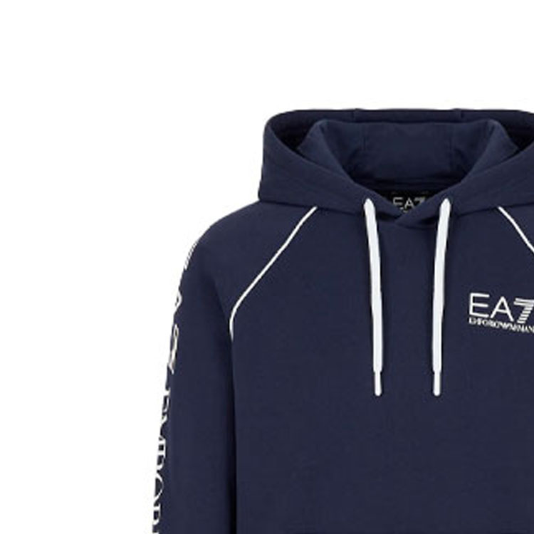 Sizing Emporio Armani EA7 藍色連帽上衣附字母印花設計 6KPM74-PJ07Z-1554