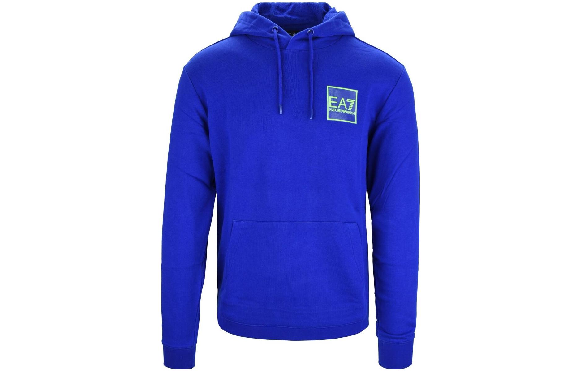 Emporio Armani EA7 Blue Hoodie with Logo Letter Print Long Sleeve Design 3LPM51-PJEQZ-1597